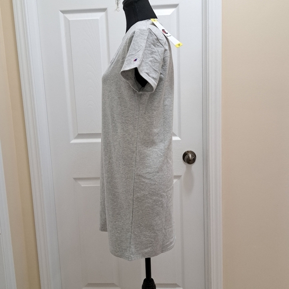 ❤️New! Champion T-Shirt Dress Light Grey Women's Small Cotton Blend Short Sleeve - Picture 6 of 15